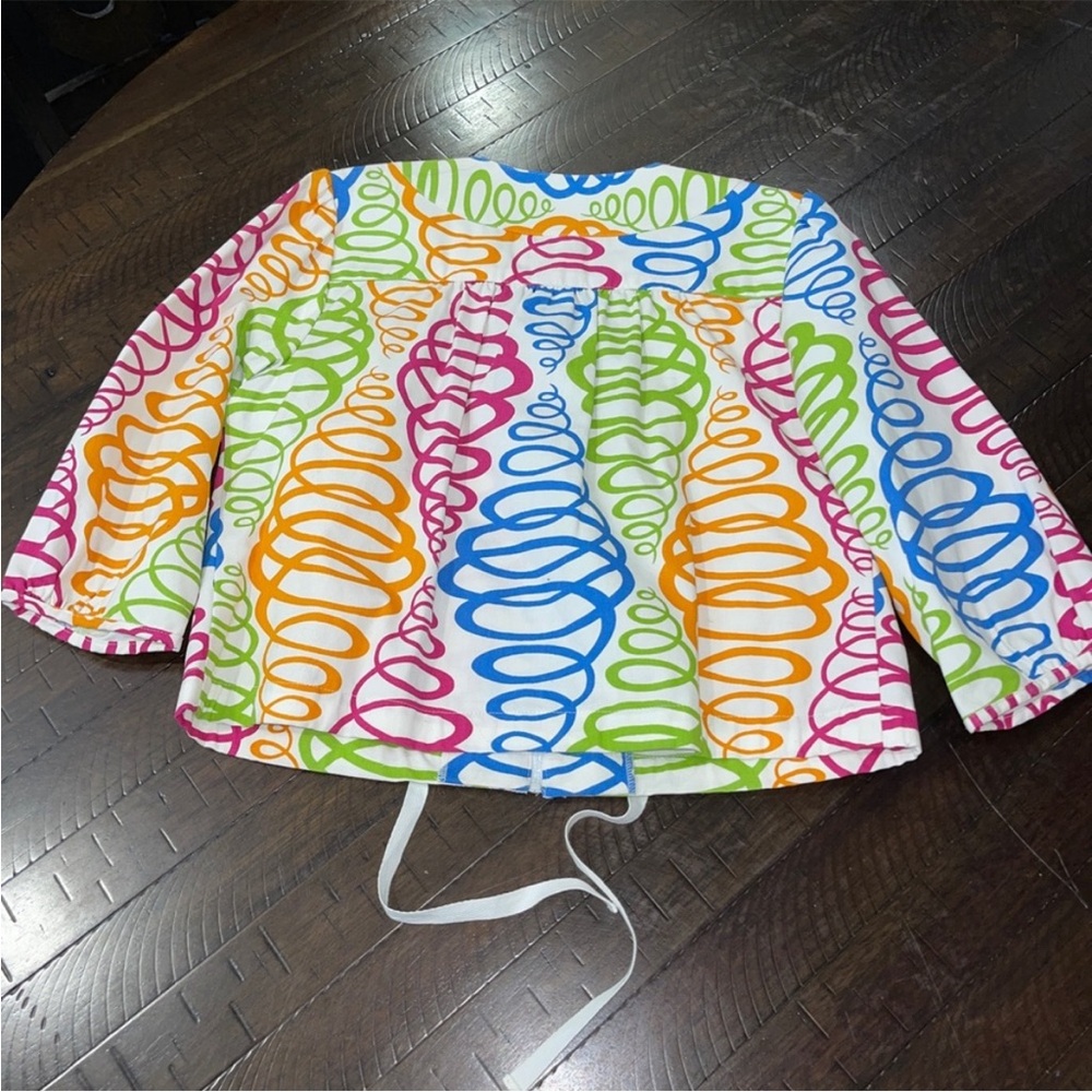 Anthropologie Green and Blue Graphic Colorful Swirly Utility Jacket